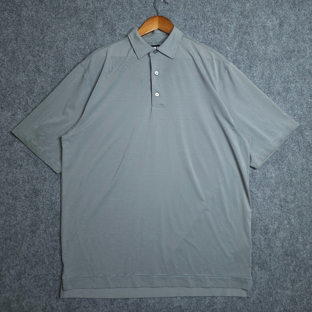 FootJoy FJ Golf Polo Shirt Mens XL Gray Striped Short‎ Sleeve Performance Tech - Picture 2 of 9